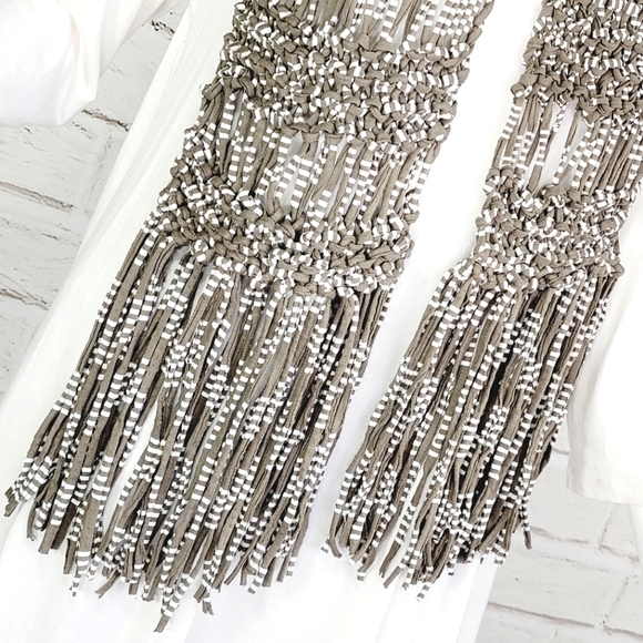 Statement One-of-a-kind Handcrafted Fringe Jersey Knit Scarf! NWOT! - Picture 5 of 12